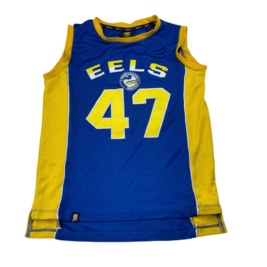 Boys NRL Supporter, Parramatta Eels tank top, FUC, size 7,  