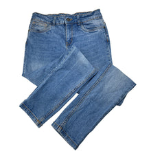 Load image into Gallery viewer, Girls YOUNG &amp; FREE, blue stretch denim jeans, adjustable, Inside leg: 67cm, FUC, size 12-13,  