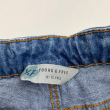 Load image into Gallery viewer, Girls YOUNG &amp; FREE, blue stretch denim jeans, adjustable, Inside leg: 67cm, FUC, size 12-13,  
