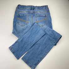 Load image into Gallery viewer, Girls YOUNG &amp; FREE, blue stretch denim jeans, adjustable, Inside leg: 67cm, FUC, size 12-13,  