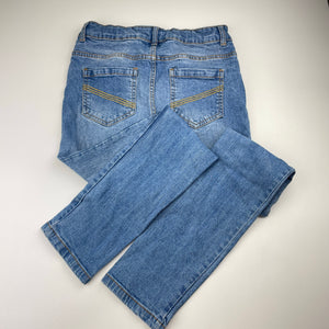 Girls YOUNG & FREE, blue stretch denim jeans, adjustable, Inside leg: 67cm, FUC, size 12-13,  