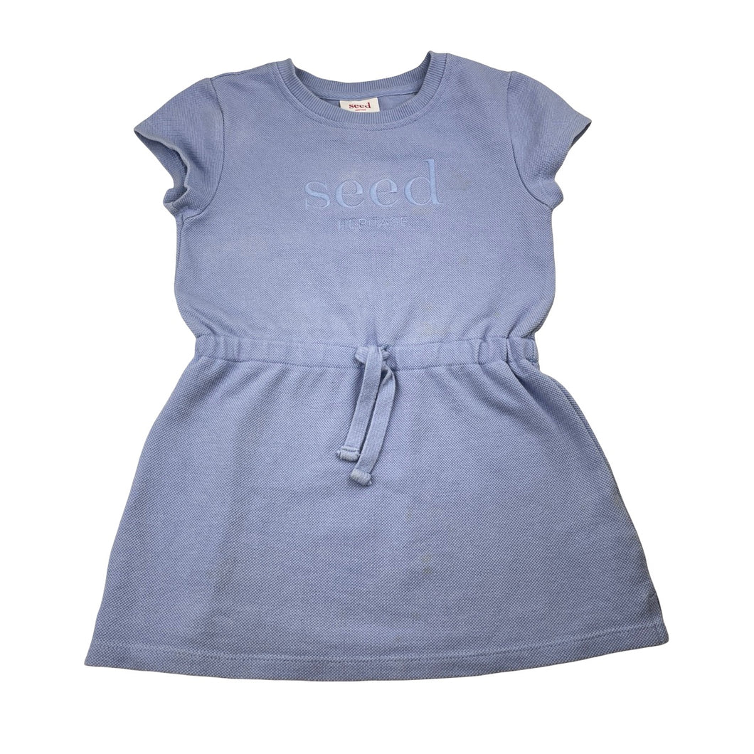 Girls Seed, embroidered casual dress, light marks front & back, FUC, size 5, L: 51cm