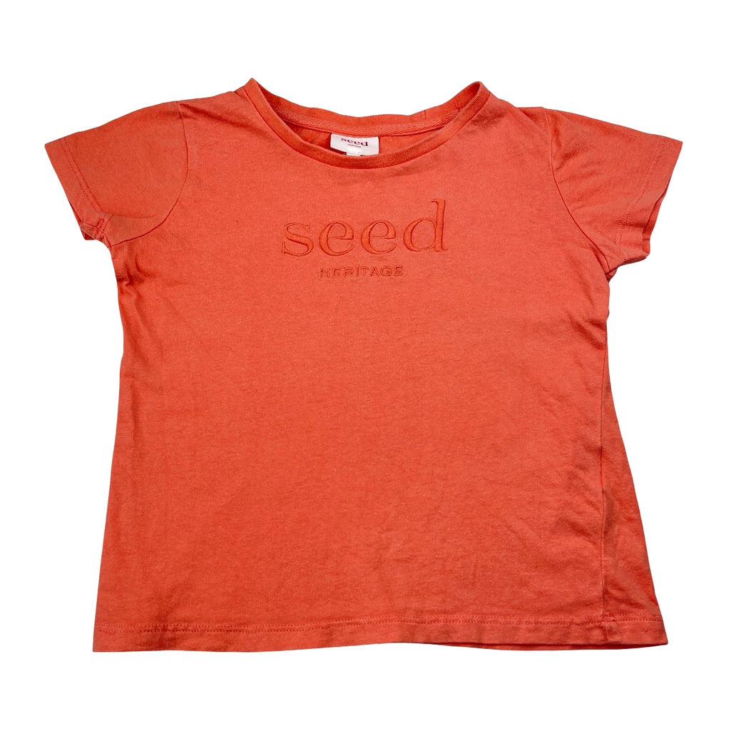 Girls Seed, embroidered cotton tee / top, wash fade, FUC, size 4,  