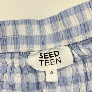 Girls Seed, crinkle cotton skirt, elasticated, L: 32cm, GUC, size 10,  