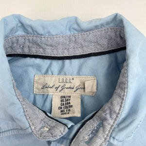 Boys H&M, blue cotton long sleeve shirt, FUC, size 6,  
