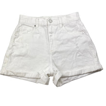 Load image into Gallery viewer, Girls Seed, distressed stretch denim shorts, W: 33cm across, FUC, size 12,  