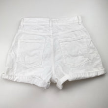 Load image into Gallery viewer, Girls Seed, distressed stretch denim shorts, W: 33cm across, FUC, size 12,  