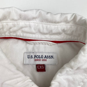 Boys US Polo Assn, white cotton shirt, Sz: XS, armpit to armpit: 34cm, shoulder to cuff: 40cm, FUC, size 5-6,  