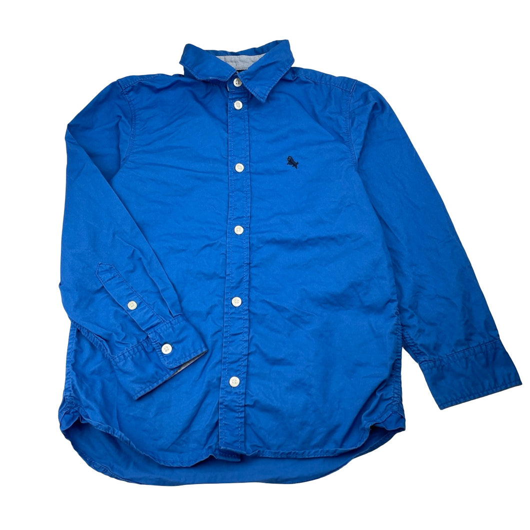 Boys H&M, blue cotton long sleeve shirt, GUC, size 7,  