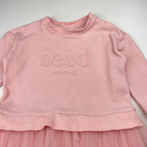Girls Seed, cotton lined long sleeve dress, GUC, size 2, L: 45cm