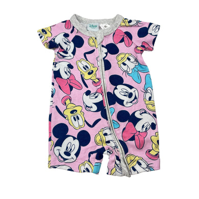 Girls Disney, cotton zip romper, GUC, size 0000,  