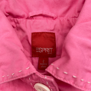 Girls Esprit, pink cotton jacket / coat, L: 39cm, GUC, size 2,  