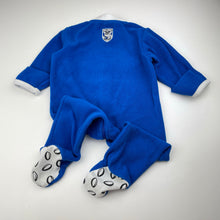 Load image into Gallery viewer, Unisex NRL Supporter, Bulldogs fleece zip coverall / romper, pilling, FUC, size 0,  