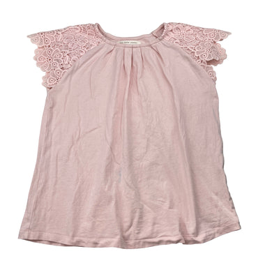 Girls Zara, lace trim tee / top, blue mark lower front, FUC, size 8,  