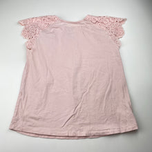Load image into Gallery viewer, Girls Zara, lace trim tee / top, blue mark lower front, FUC, size 8,  