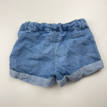 Load image into Gallery viewer, Girls Disney, Minnie Mouse embroidered lightweight stretch denim shorts, adjustable, GUC, size 5,  