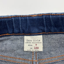 Load image into Gallery viewer, Girls Zara, dark stretch denim skirt, adjustable, L: 29cm, GUC, size 7,  