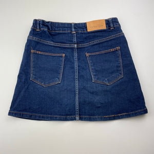 Girls Zara, dark stretch denim skirt, adjustable, L: 29cm, GUC, size 7,  