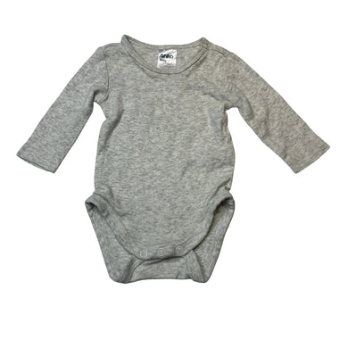 Unisex Anko, grey marle cotton bodysuit / romper, GUC, size 000,  
