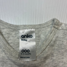 Load image into Gallery viewer, Unisex Anko, grey marle cotton bodysuit / romper, GUC, size 000,  