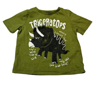 Boys Tu, green tee / top, dinosaur, GUC, size 2-3,  
