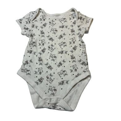 Unisex Primark, cotton bodysuit / romper, zebras, GUC, size 2,  