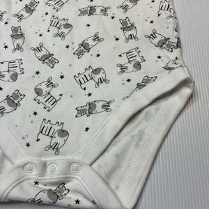 Unisex Primark, cotton bodysuit / romper, zebras, GUC, size 2,  