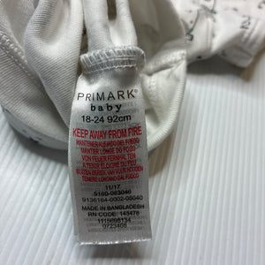 Unisex Primark, cotton bodysuit / romper, zebras, GUC, size 2,  
