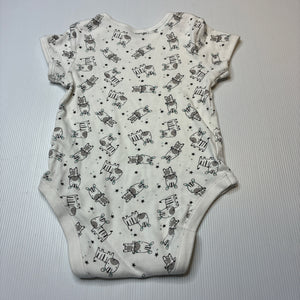 Unisex Primark, cotton bodysuit / romper, zebras, GUC, size 2,  