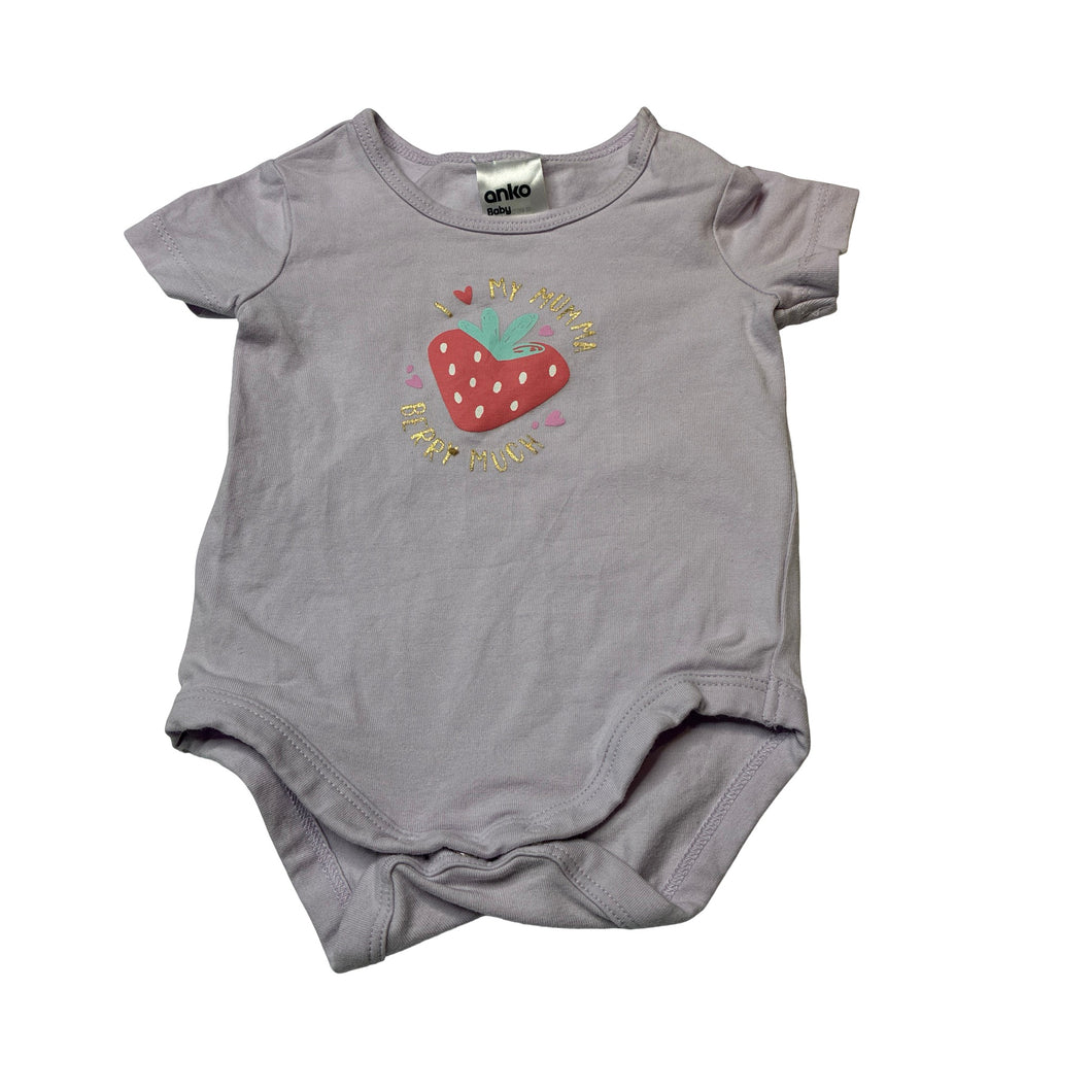 Girls Anko, stretchy bodysuit / romper, small mark left sleeve, FUC, size 000,  