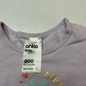 Girls Anko, stretchy bodysuit / romper, small mark left sleeve, FUC, size 000,  