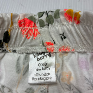 Girls Baby Berry, floral cotton shorts, elasticated, EUC, size 0000,  