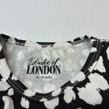 Load image into Gallery viewer, Unisex Duke Of London, black &amp; white stretchy romper, EUC, size 0,  