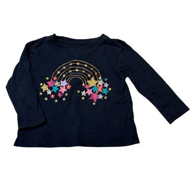 Girls Anko, navy cotton long sleeve tee / top, GUC, size 1,  