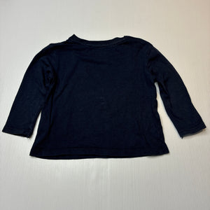 Girls Anko, navy cotton long sleeve tee / top, GUC, size 1,  