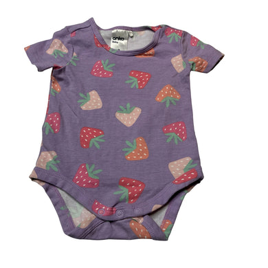 Girls Anko, stretchy bodysuit / romper, strawberries, GUC, size 000,  