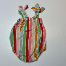Load image into Gallery viewer, Girls Baby Berry, rainbow stripe lightweight cotton summer romper, EUC, size 0000,  