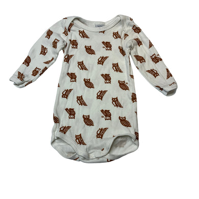 Unisex Petit Bateau, cotton bodysuit / romper, owls, GUC, size 00,  