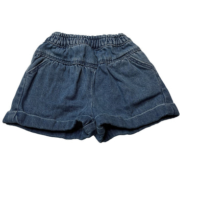 Girls Vertbaudet, blue denim shorts, elasticated, GUC, size 00,  