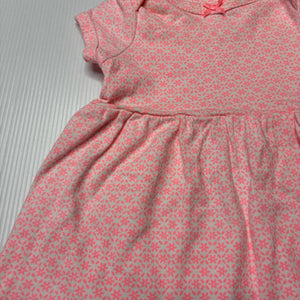 Girls Carters, floral cotton dress, GUC, size 0000, L: 28cm
