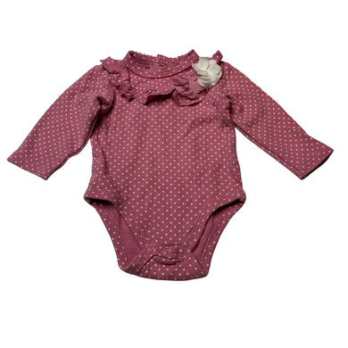 Girls Catherine Malandrino, pink spotted cotton bodysuit / romper, GUC, size 00,  