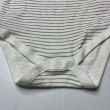 Load image into Gallery viewer, Unisex Primark, grey &amp; white stripe cotton bodysuit / romper, EUC, size 2,  