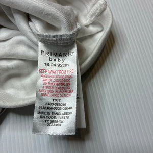 Unisex Primark, grey & white stripe cotton bodysuit / romper, EUC, size 2,  