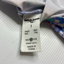 Load image into Gallery viewer, Girls Wave Zone, floral long sleeve rashie / swim top, GUC, size 1,  
