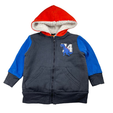 Boys Tilt, thick fleece lined zip hoodie sweater, dinosaur, EUC, size 2,  