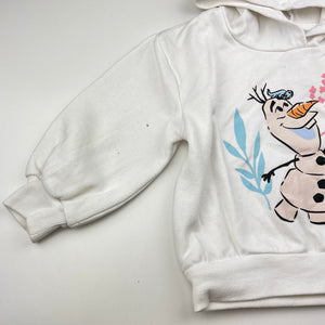 Girls Disney, Frozen Olaf fleece lined hoodie sweater, marks right sleeve, FUC, size 3,  