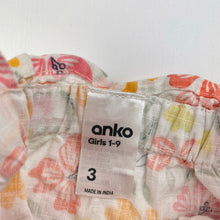 Load image into Gallery viewer, Girls Anko, floral lightweight cotton summer top, EUC, size 3,  
