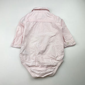 Boys Carters, pink cotton shirtall / romper, GUC, size 0,  