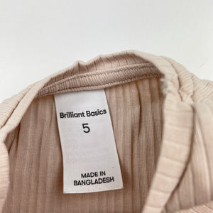 Girls Brilliant Basics, ribbed organic cotton blend long sleeve top, GUC, size 5,  
