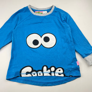 Unisex Peter Alexander, Seasame Street Cookie Monster cotton pyjama top, FUC, size 3,  